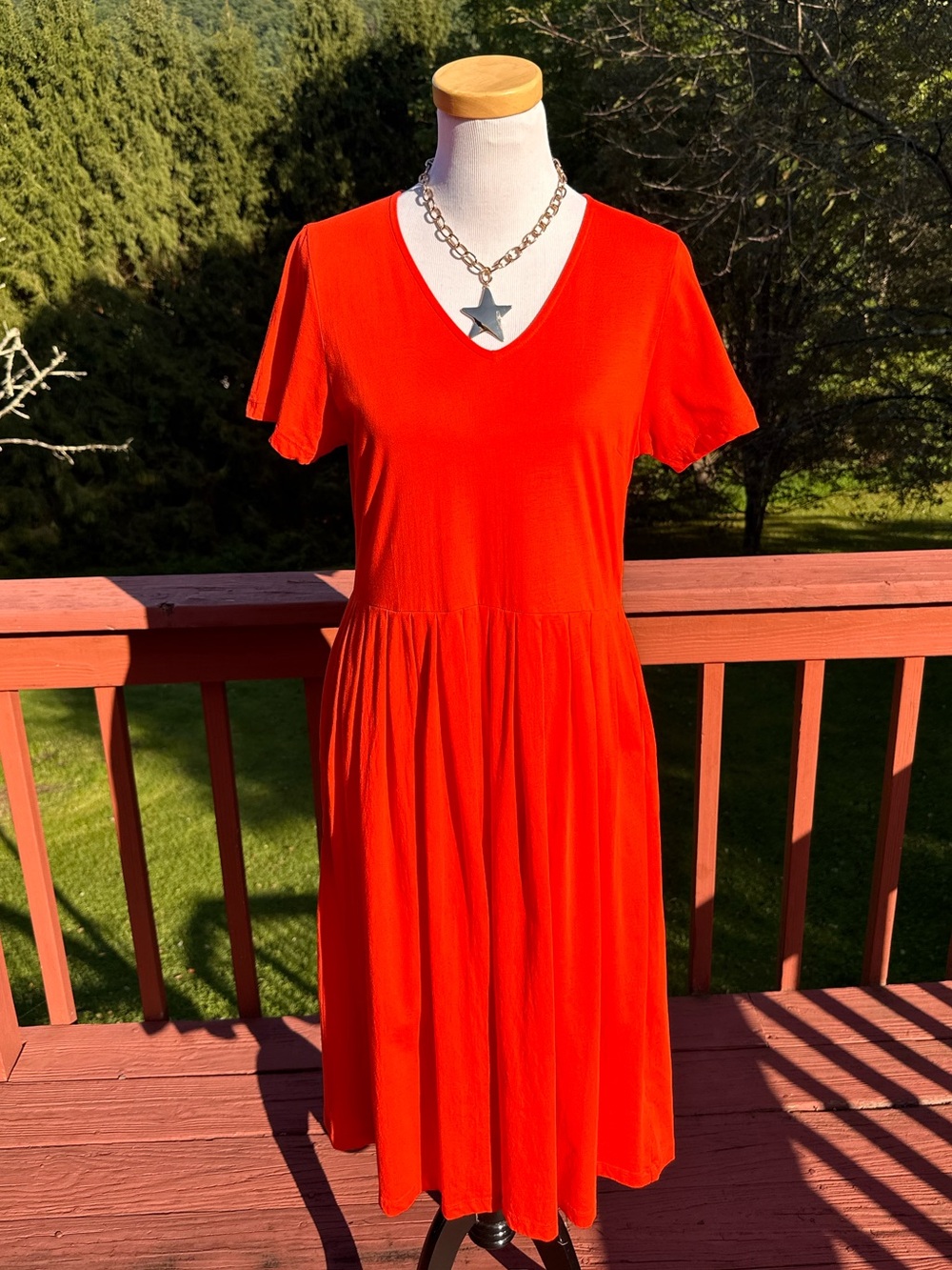 Gudrun Sjödén June Jersey V‑Neck Short Sleeve Pleated Midi Dress